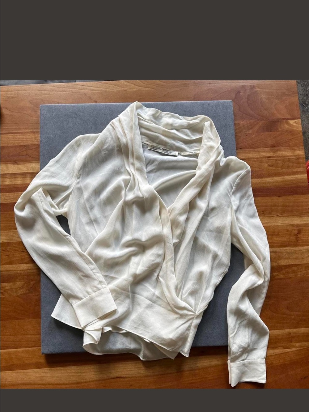 All Saints Cream Draped Wrap Blouse